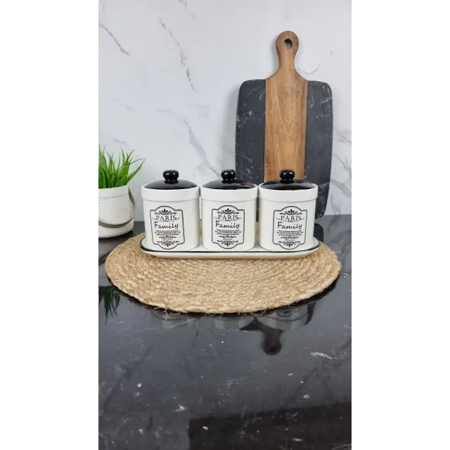 ZFC 048C PF Набор 3-пр. керам. банок д/сип. 500мл на подст. Париж
