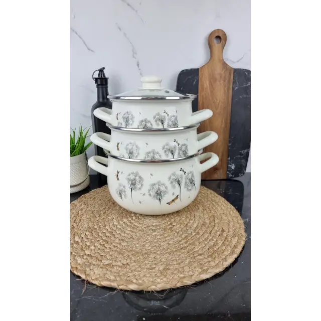 4435 Набор кастрюль 3-пр. стк/кр. Одуванчик