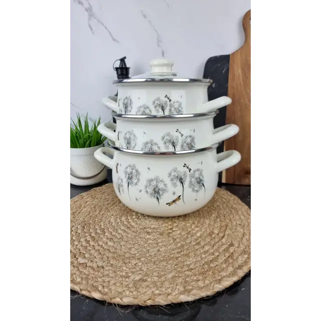 4435 Набор кастрюль 3-пр. стк/кр. Одуванчик