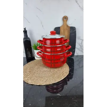 2997 Набор кастрюль 3-пр. стк/кр. Шотландка