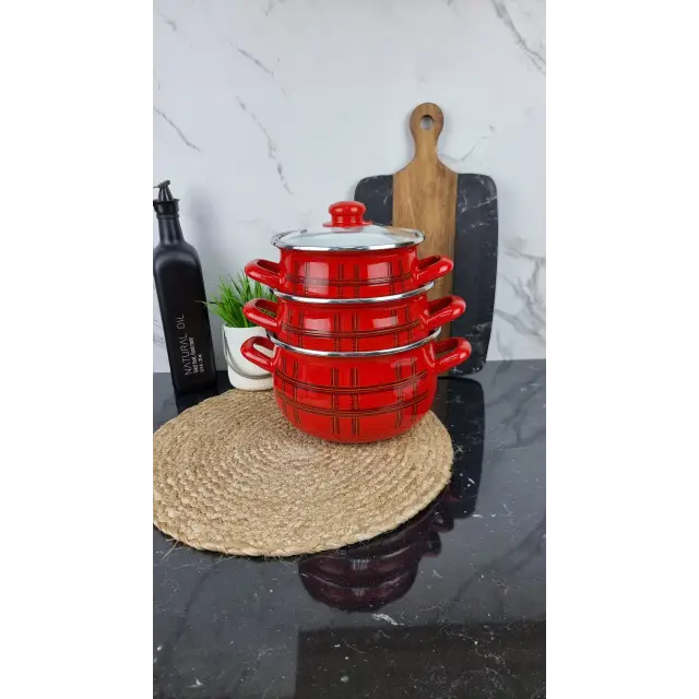 2997 Набор кастрюль 3-пр. стк/кр. Шотландка