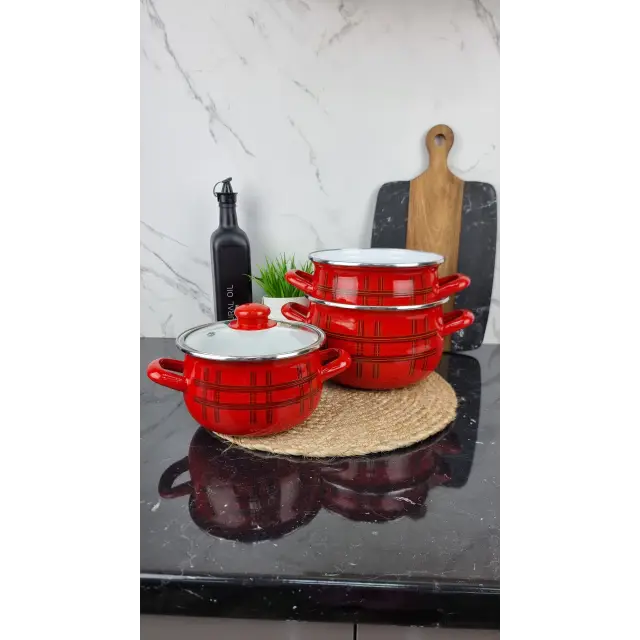 2997 Набор кастрюль 3-пр. стк/кр. Шотландка