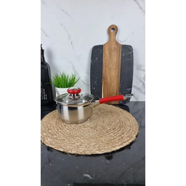 ZB-1,3 CSR Ковш 1,3л нерж.сталь стекл.крышка RED ᐉ ZB-1,3 CSR - - класная цена в ProPosud