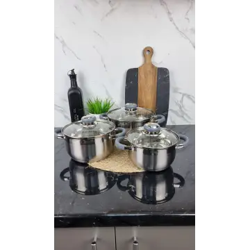 ZB-1,9/2,6/3,6 CG Набор кастрюль 3-пр. нерж.сталь стекл.крышка GREY ᐉ ZB-1,9/2,6/3,6 CG - - класная цена в ProPosud