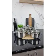 ZB-1,9/2,6/3,6 CG Набор кастрюль 3-пр. нерж.сталь стекл.крышка GREY ᐉ ZB-1,9/2,6/3,6 CG - - класная цена в ProPosud