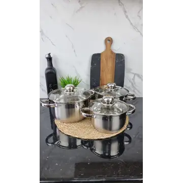 ZB-1,9/2,6/3,6 C Набор кастрюль 3-пр. нерж.сталь стекл.крышка ᐉ ZB-1,9/2,6/3,6 C - - класная цена в ProPosud