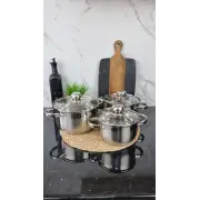 ZB-1,9/2,6/3,6 C Набор кастрюль 3-пр. нерж.сталь стекл.крышка ᐉ ZB-1,9/2,6/3,6 C - - класная цена в ProPosud