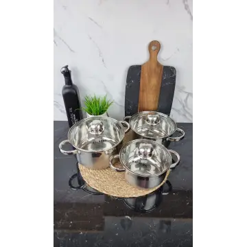 ZB-1,9/2,6/3,6 C Набор кастрюль 3-пр. нерж.сталь стекл.крышка ᐉ ZB-1,9/2,6/3,6 C - - класная цена в ProPosud 2