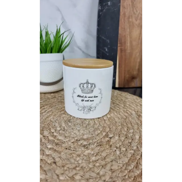 ZFC 465 CR Банка керам. 450мл дерев. кришкою Корона ᐉ ZFC 465 CR - - класная цена в ProPosud