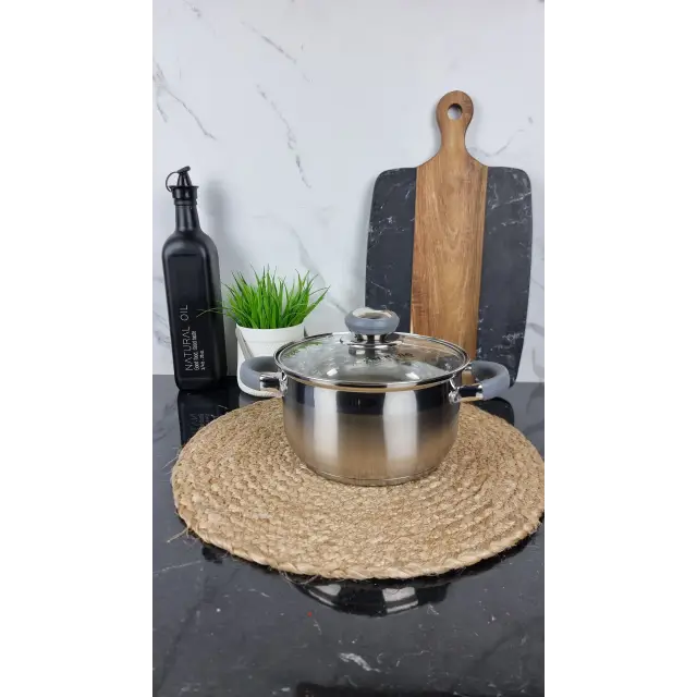 ZB-2,6 CG Кастрюля сферическая 2,6л нерж.сталь стекл.крышка GREY ᐉ ZB-2,6 СG - - класная цена в ProPosud