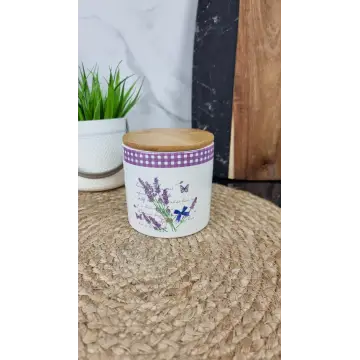 ZFC 465 LV Банка керам. 450мл дерев. крышкой Лаванда