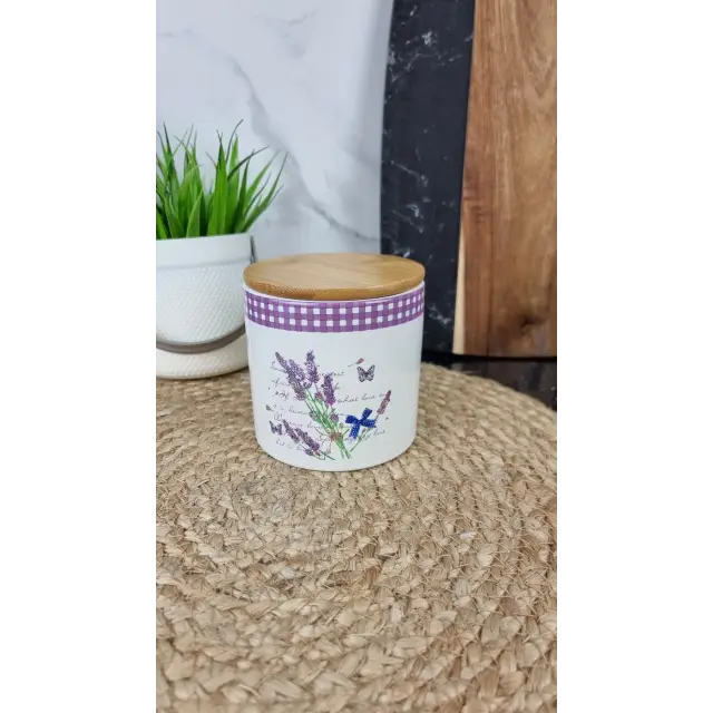 ZFC 465 LV Банка керам. 450мл дерев. крышкой Лаванда
