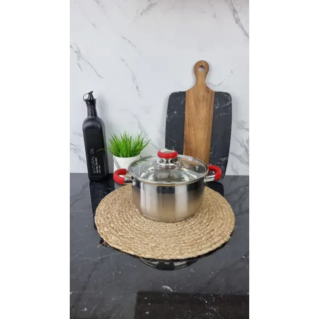 ZB-3,6 CR Каструля сферична 3,6л нерж.сталь скл.кришка RED ᐉ ZB-3,6 СR - - класна ціна в ProPosud