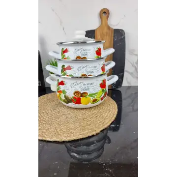 4197 A Набор кастрюль 3-пр. стек/кр. Овощное ассорти