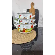 4197 A Набор кастрюль 3-пр. стек/кр. Овощное ассорти