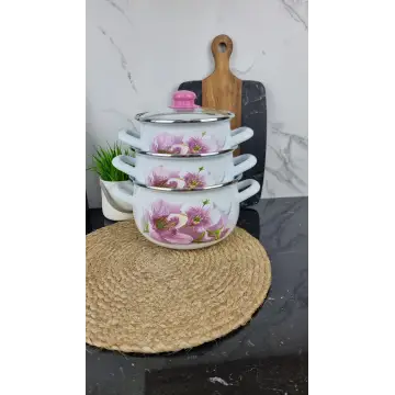 5 LA Набор кастрюль 3-пр. стек/кр. Орхидея Розовая