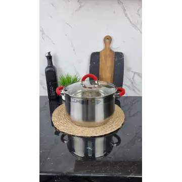 ZB-6 R Кастрюля сферическая 6,0л нерж.сталь стекл.крышка RED ᐉ ZB-6 R - - класная цена в ProPosud