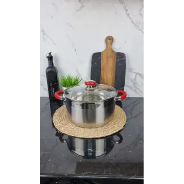 ZB-6,1 CR Кастрюля сферическая 6,1л нерж.сталь стекл.крышка RED ᐉ ZB-6,1 CR - - класная цена в ProPosud