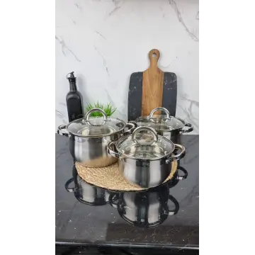 ZB-234 S Набор кастрюль 3-пр. 2,0л 3,0л 4,0л нерж.сталь стекл.крышка ᐉ ZB-234 S - - класная цена в ProPosud