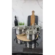 ZB-234 S Набор кастрюль 3-пр. 2,0л 3,0л 4,0л нерж.сталь стекл.крышка ᐉ ZB-234 S - - класная цена в ProPosud