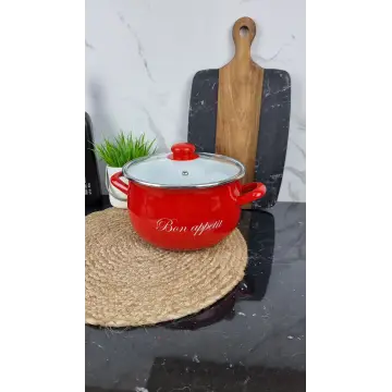 2234 С Кастрюля глубокая 4,0л d-20см Bon appetit красный