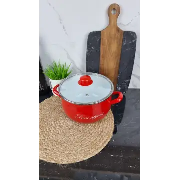 2234 С Кастрюля глубокая 4,0л d-20см Bon appetit красный 2