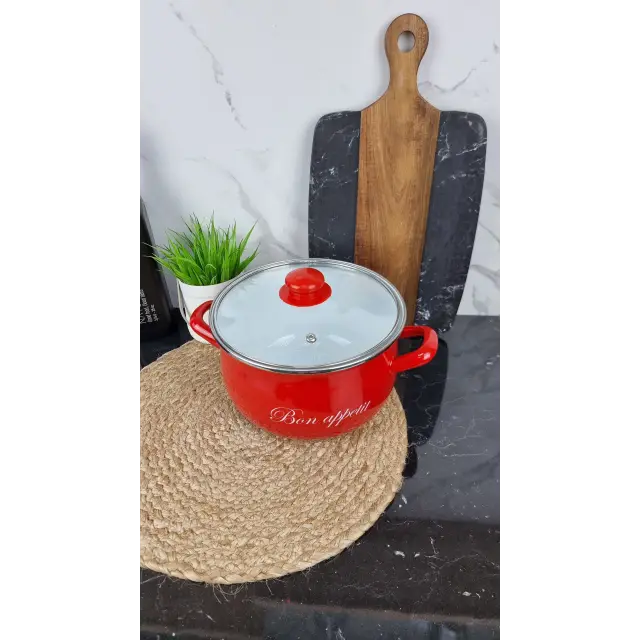 2234 С Кастрюля глубокая 4,0л d-20см Bon appetit красный
