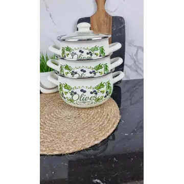 567 A Набор кастрюль 3-пр. стекл/кр. Греческая оливка ᐉ 567 A - - класная цена в ProPosud