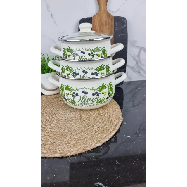 567 A Набор кастрюль 3-пр. стекл/кр. Греческая оливка ᐉ 567 A - - класная цена в ProPosud