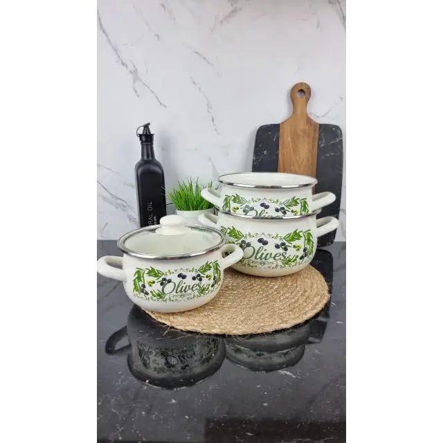 567 A Набор кастрюль 3-пр. стекл/кр. Греческая оливка ᐉ 567 A - - класная цена в ProPosud