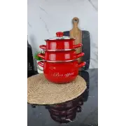 2234 C Набор кастрюль 3-пр. стекл/кр. Bon appetit красный ᐉ 2234 C - - класная цена в ProPosud