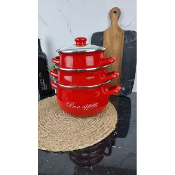 2234 C Набор кастрюль 3-пр. стекл/кр. Bon appetit красный ᐉ 2234 C - - класная цена в ProPosud 2