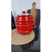 2234 C Набор кастрюль 3-пр. стекл/кр. Bon appetit красный ᐉ 2234 C - - класная цена в ProPosud