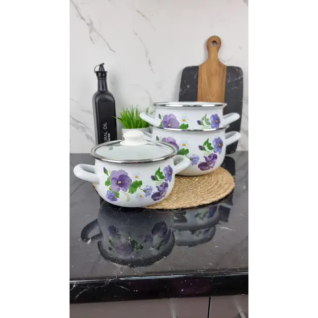 2999 Набор кастрюль 3-пр. стекл/кр. Фиалка ᐉ 2999 - - класная цена в ProPosud