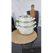 701 A Набор кастрюль 3-пр. стекл/кр. Белый Мрамор ᐉ 701 A - - класная цена в ProPosud