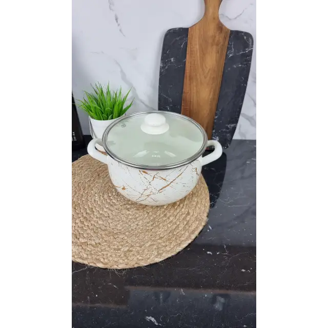 701 A Кастрюля глубокая 4,0л d-20см Белый Мрамор ᐉ 701 A-4,0 - - класная цена в ProPosud