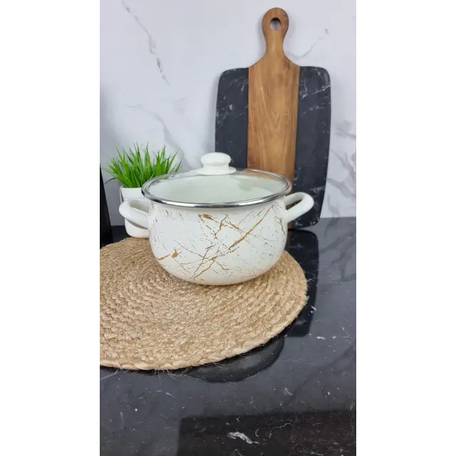 701 A Кастрюля глубокая 3,1л d-18см Белый Мрамор ᐉ 701 A-3,1 - - класная цена в ProPosud