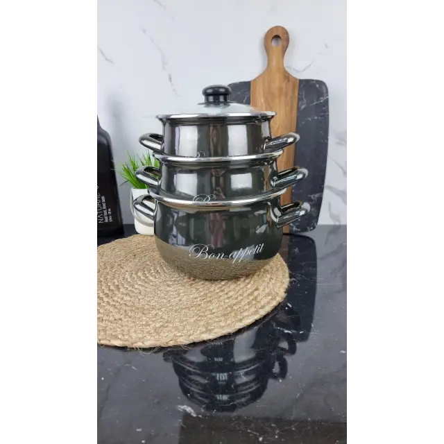 2234 A Набор кастрюль 3-пр. стекл/кр. Bon appetit черный ᐉ 2234 A - - класная цена в ProPosud