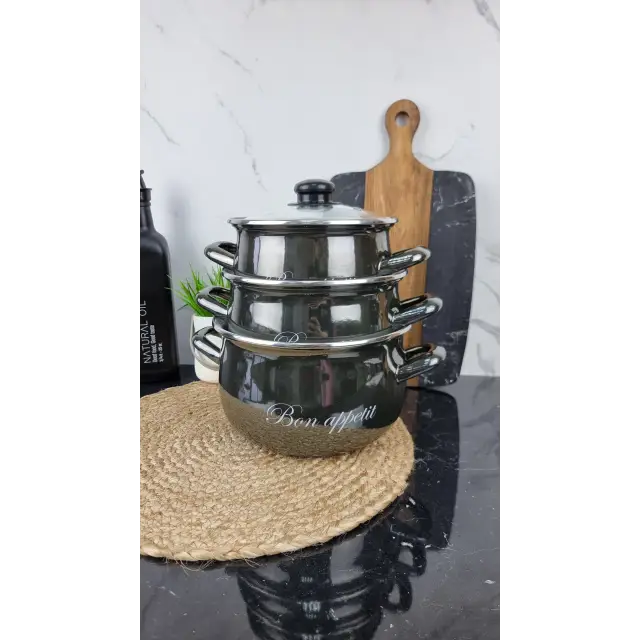 2234 A Набор кастрюль 3-пр. стекл/кр. Bon appetit черный ᐉ 2234 A - - класная цена в ProPosud