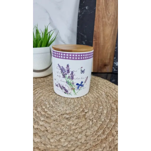 ZFA 982 LV Банка керам. 650мл дерев. крышка Лаванда ᐉ ZFA 982 LV - - класная цена в ProPosud