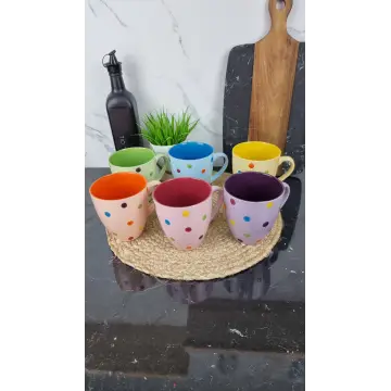 KW 107 Кухоль керамічний 540мл Горох MIX (по 6шт в уп) ᐉ KW 107 - - класная цена в ProPosud