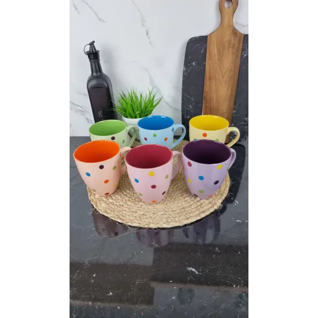 KW 107 Кухоль керамічний 540мл Горох MIX (по 6шт в уп) ᐉ KW 107 - - класная цена в ProPosud