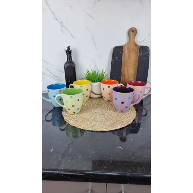 KW 107 Кухоль керамічний 540мл Горох MIX (по 6шт в уп) ᐉ KW 107 - - класная цена в ProPosud