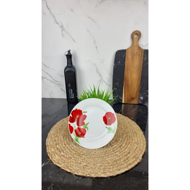 Мак красный Тарелка мелкая №7 d-17,5см 9007 ᐉ 9007 - - класная цена в ProPosud