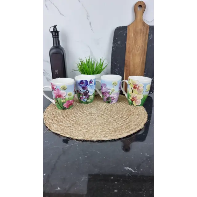 A38D-350 Кухоль порцеляновий 350мл Орхідея MIX конічний (по 8шт в уп) ᐉ A38D-350 - - класная цена в ProPosud