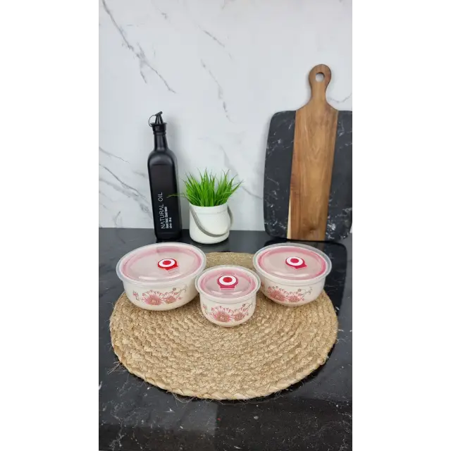 Цветок Набор салатников 3-пр. с крышкой фарфоровый 5408 ᐉ 5408 - - класная цена в ProPosud