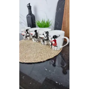 A45D-350 Чашка фарфоровая 350мл Девчата MIX коническая (по 8шт в уп) 2