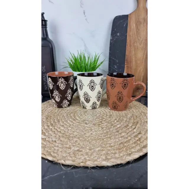 KW 141 Кухоль керамічний 340мл Візерунки 3MIX (по 6шт в уп) ᐉ KW 141 - - класная цена в ProPosud