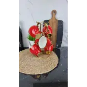 6815-R Набор фарфоровых чашек 6-пр. 280 мл красный (цветная коробка)