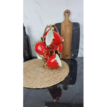 6815-R Набор фарфоровых чашек 6-пр. 280 мл красный (цветная коробка) 2